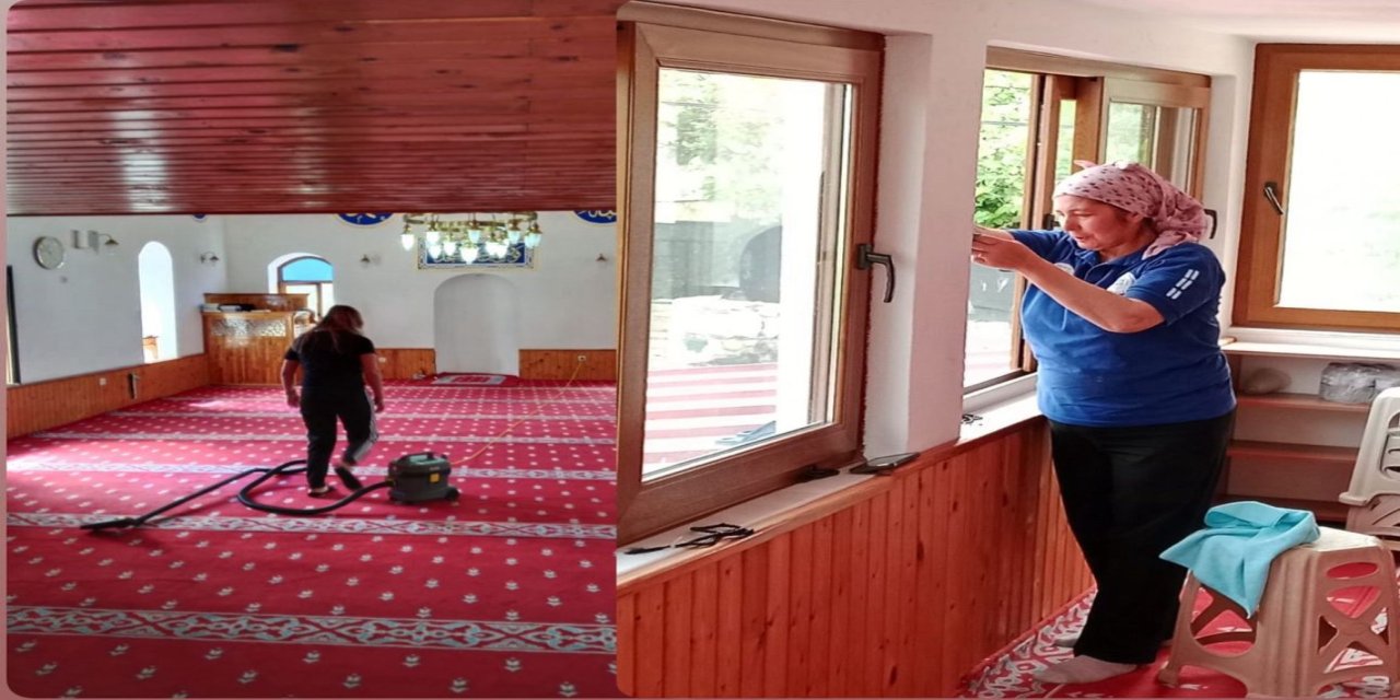 Hisarönü Camilerinde bayram öncesi temizlik