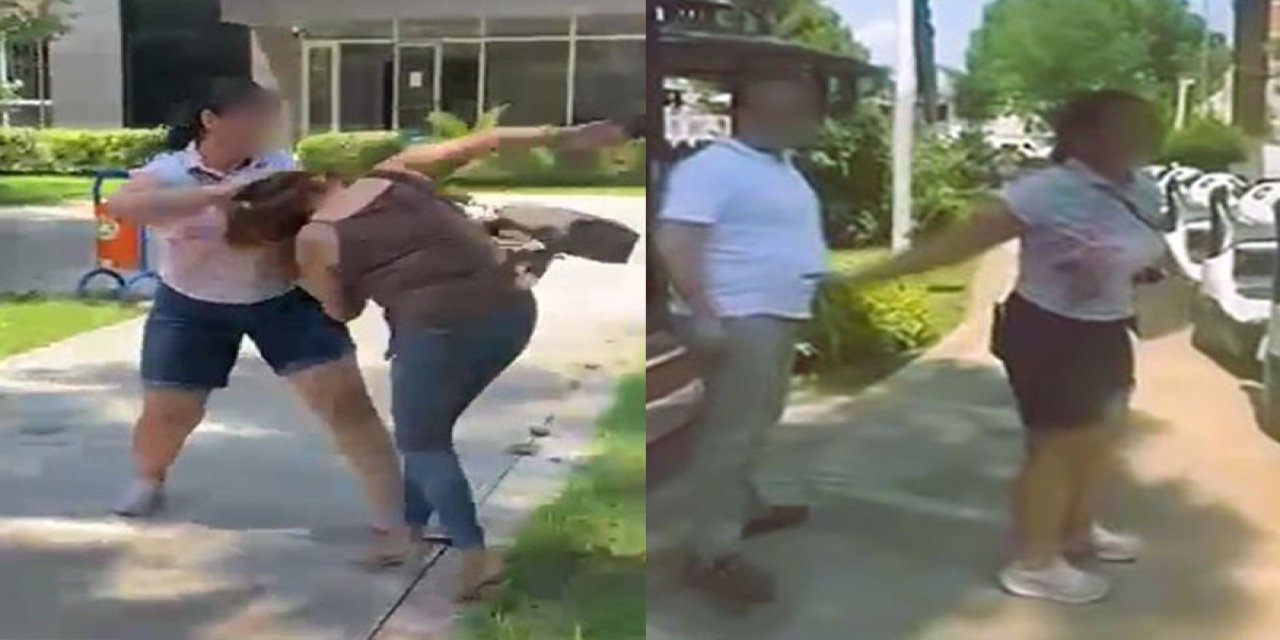 Kocasıyla birlikte parkta bastığı kadını saçından sürükledi
