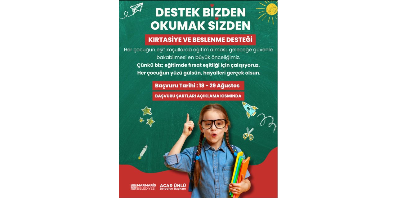 Marmaris Belediyesiden eğitim yardımı