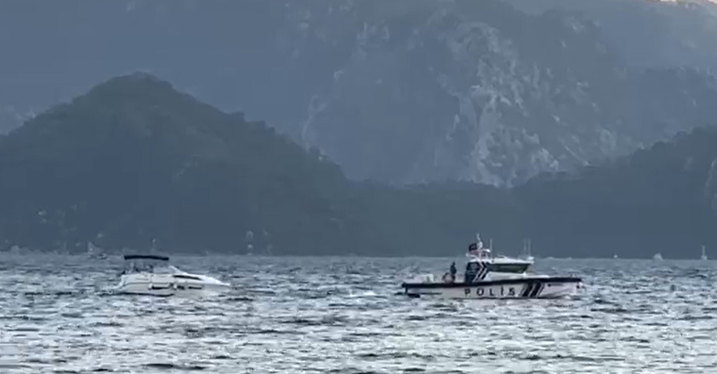 Marmaris Bedir adası açıklarında arızalanan tekneyi Polis botu kurtardı