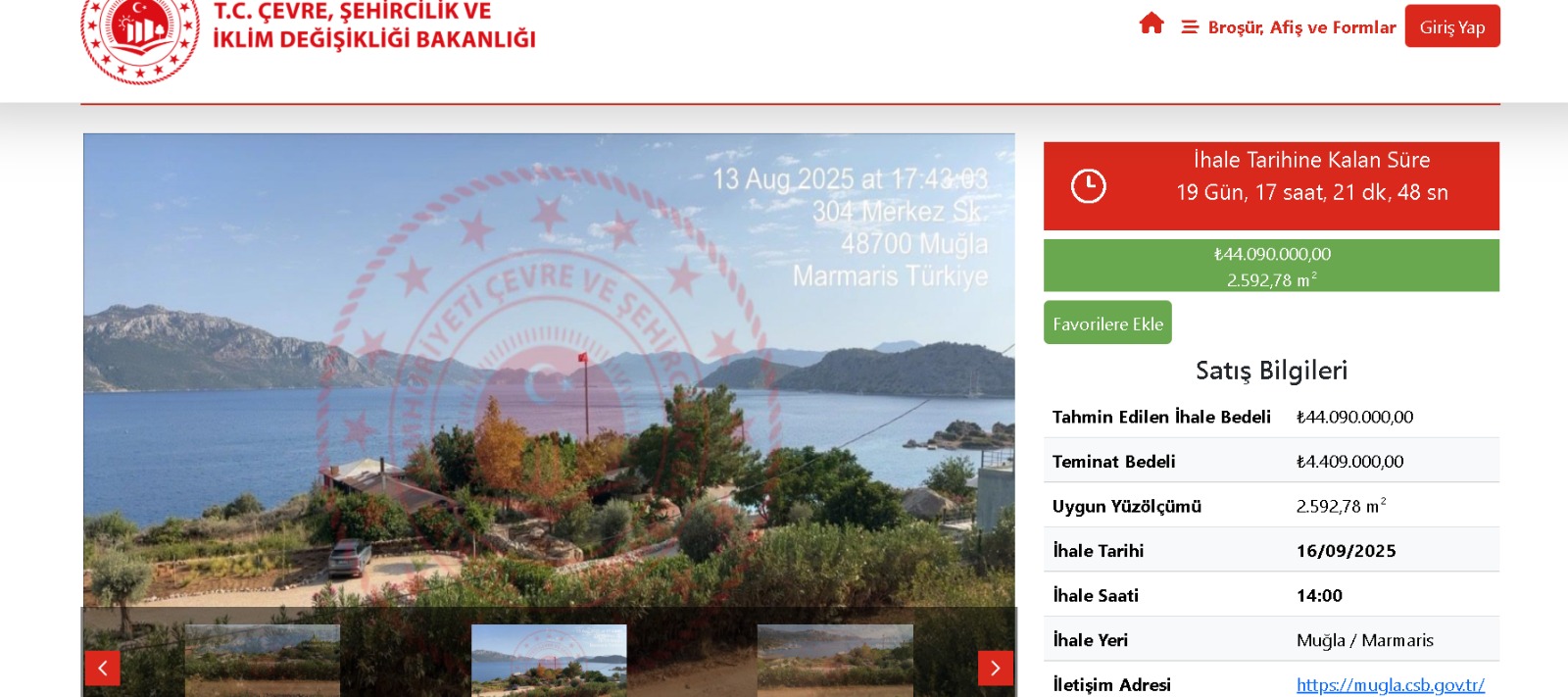 Milli Emlak'tan Marmaris Söğüt'te arazi ihalesi, rakam dudak uçuklatır