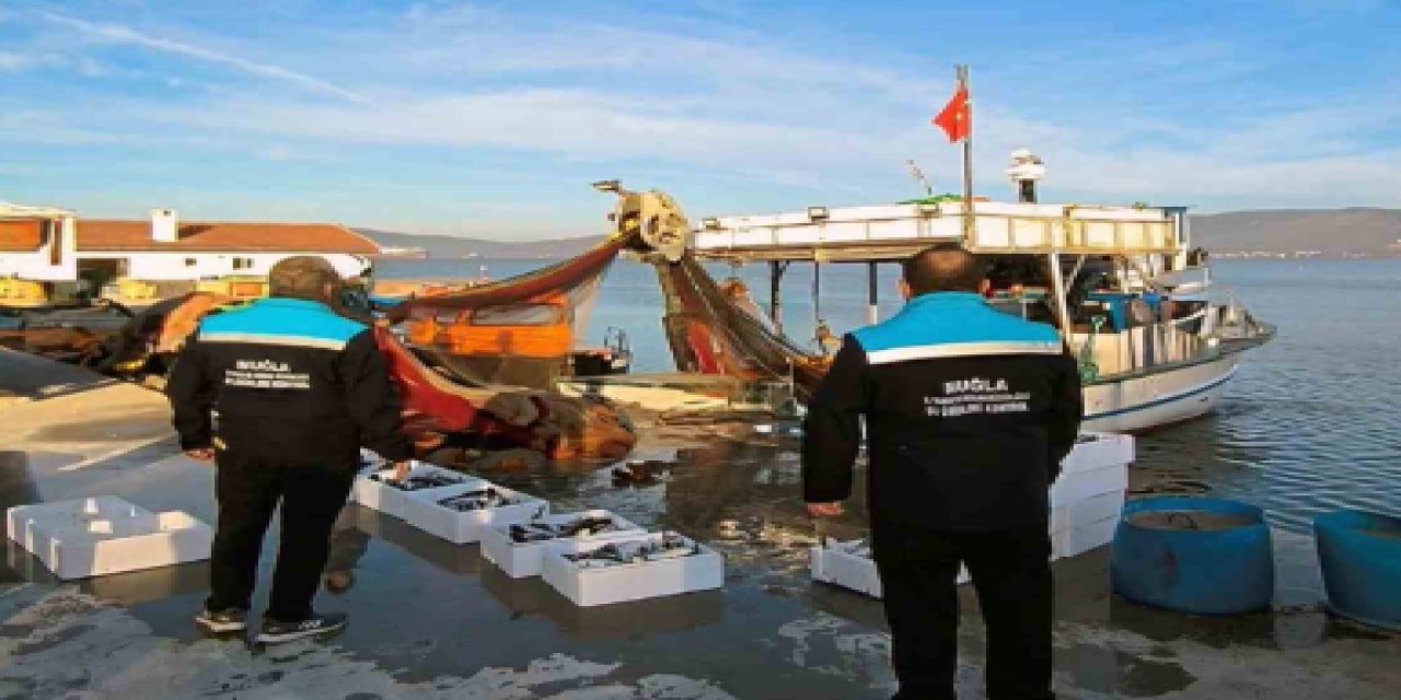 Yasak ağ ile avlanan balıklara el konuldu