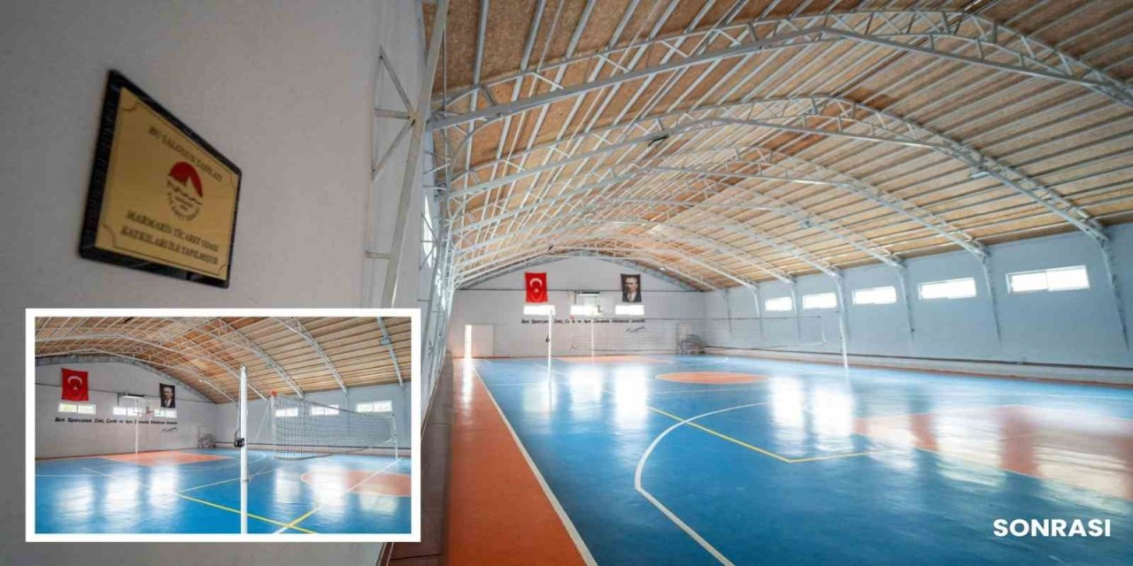 Marmaris Ticaret odası Marmaris Ortaokulu’nun spor salonu yeniledi