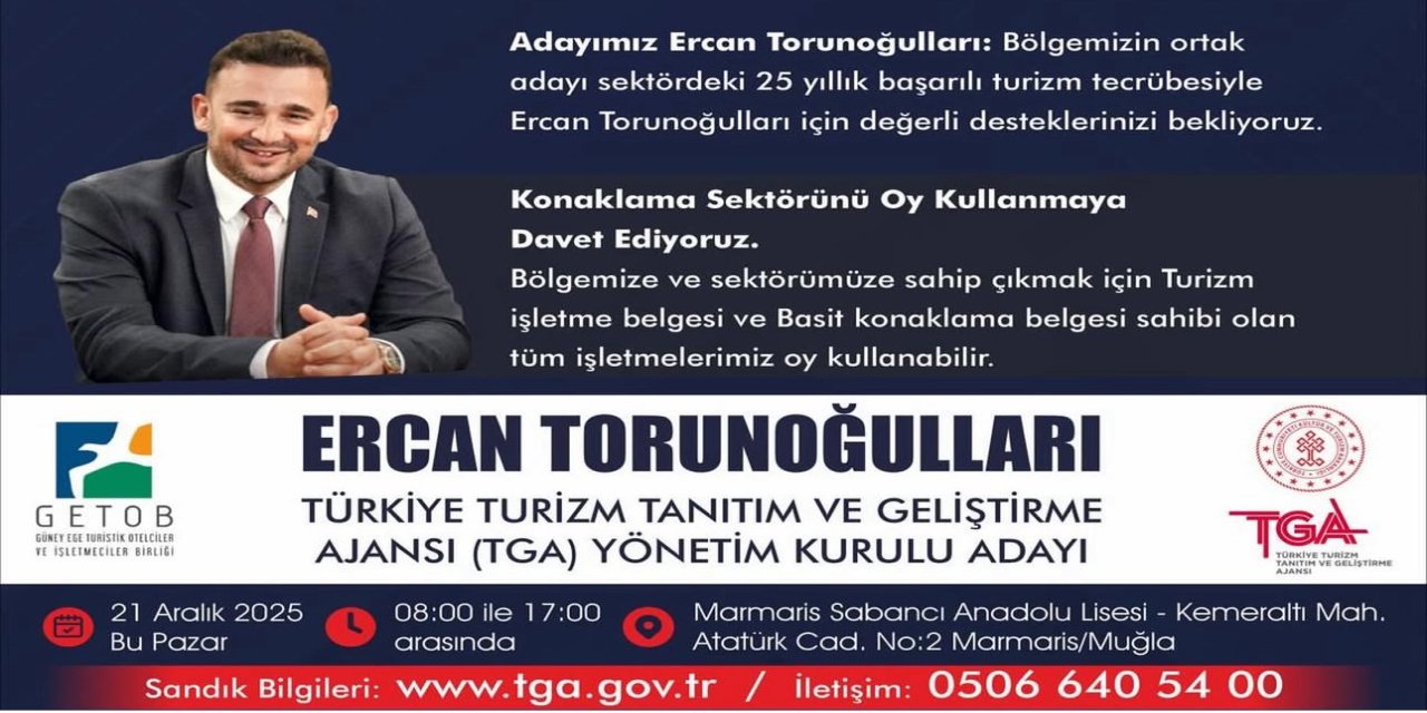 Ege Bölgesi’nin TGA yönetim kurulu adayı Ercan Torunoğulları oldu
