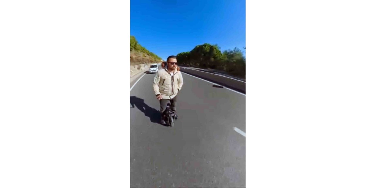 Sakar rampasında tek teker Scooter ile tehlikeli yolculuk