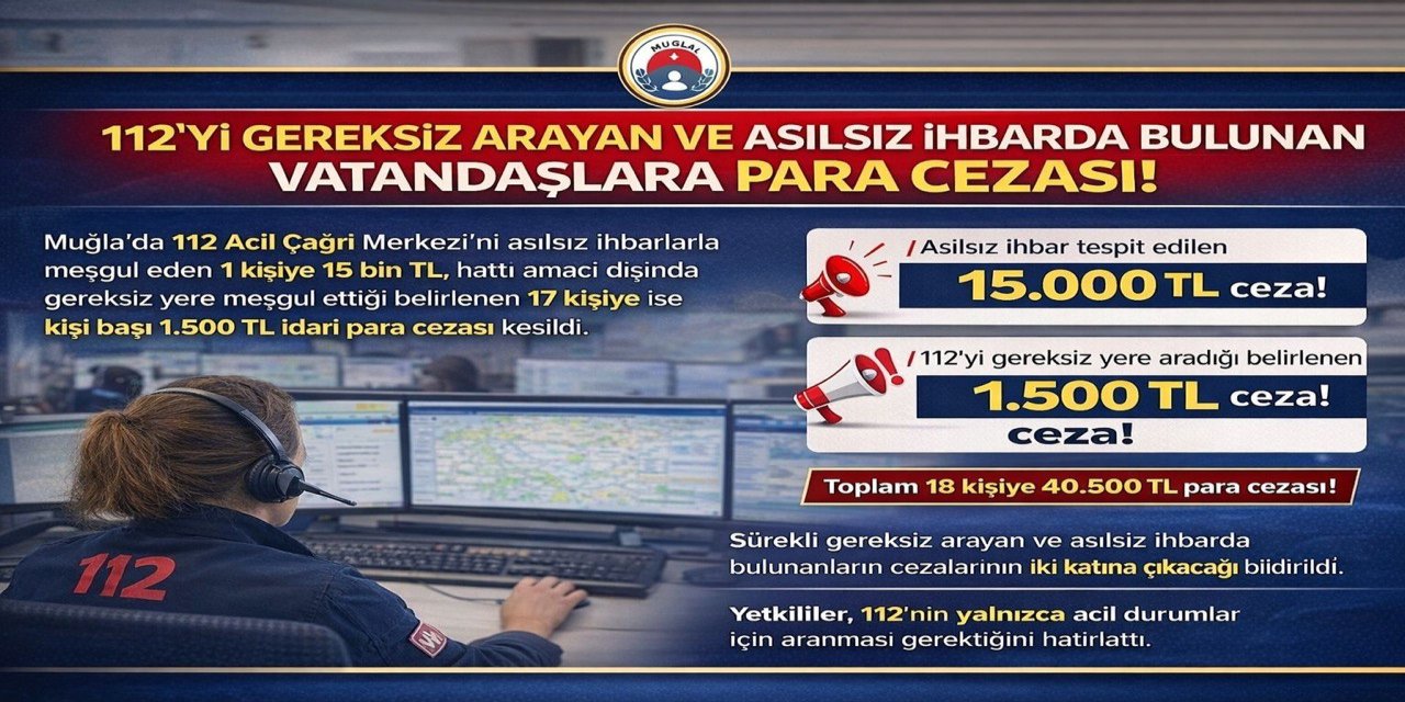 112’yi gereksiz arayana ve asılsız ihbarda bulunana para cezası