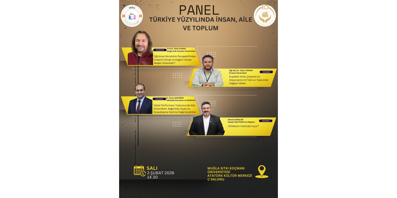 Muğla’da “Türkiye Yüzyılında İnsan, Aile ve Toplum” paneli düzenlenecek