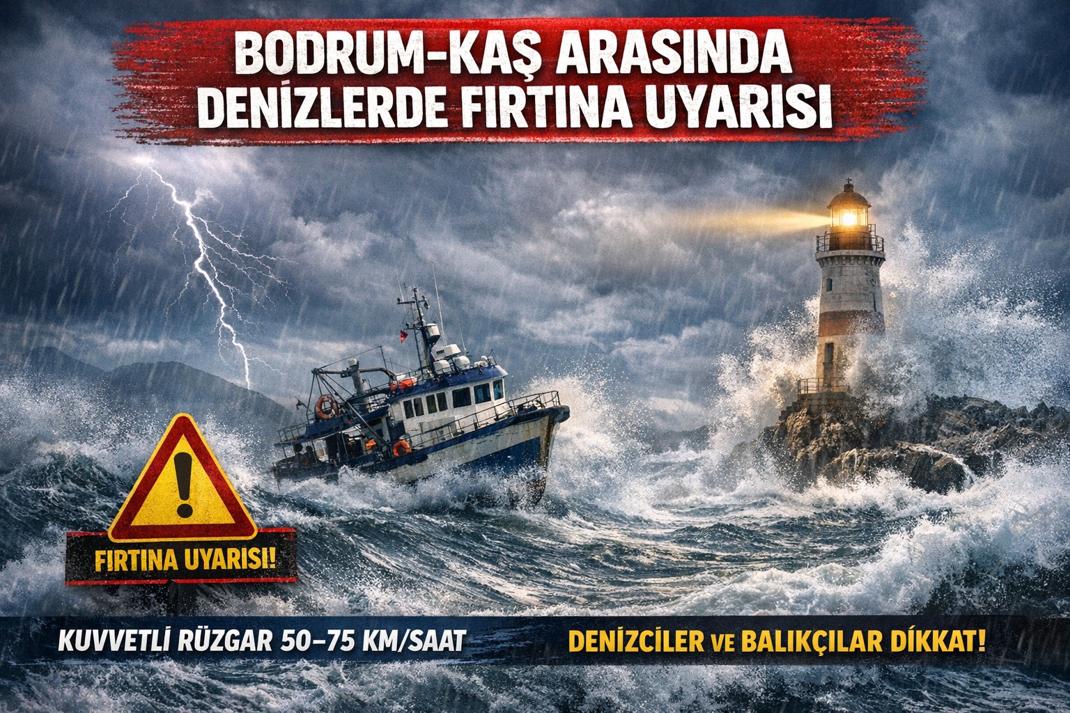 Dikkat, Bodrum - Kaş arasında denizlerde fırtına uyarısı!