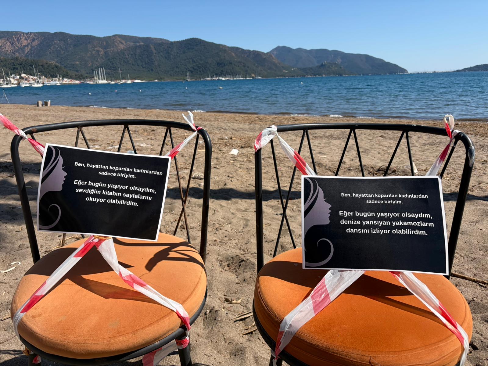 Marmaris’te hayattan koparılan kadınlar için anlamlı mesajlar