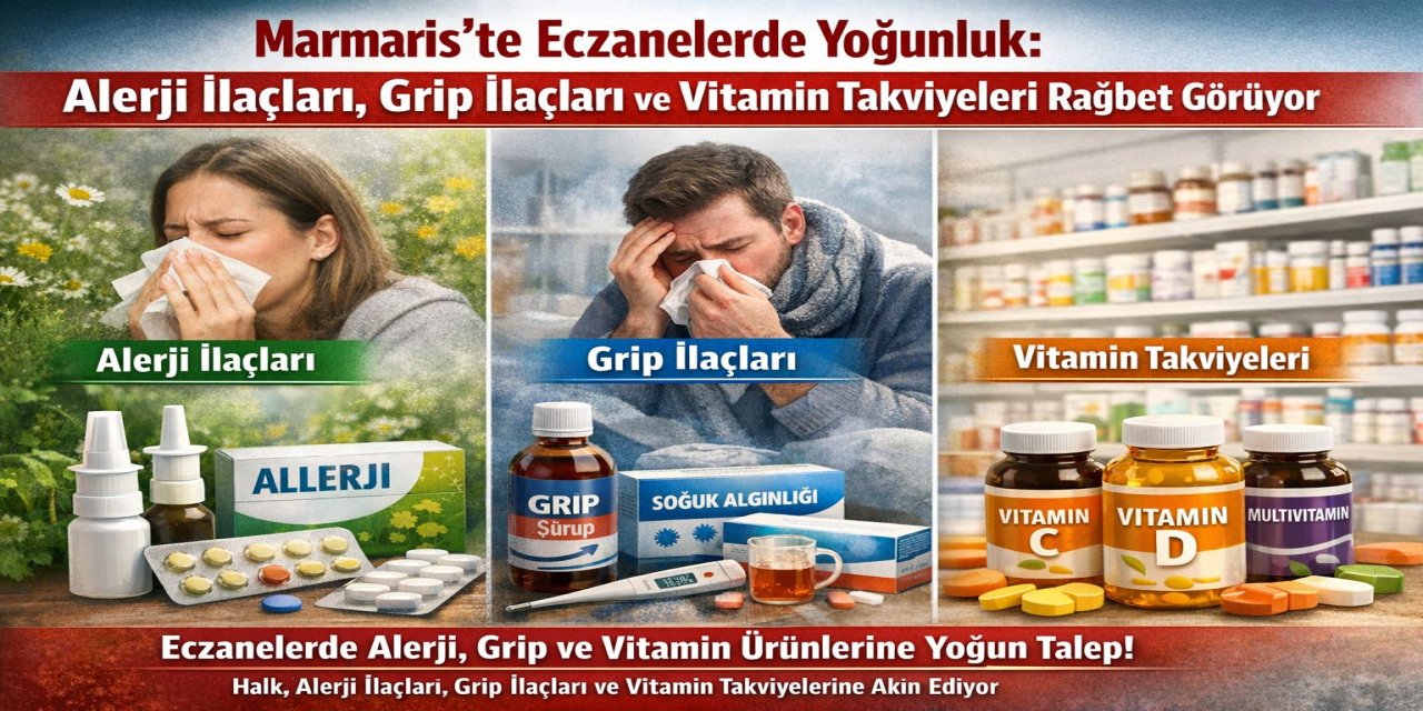 Marmaris’te Eczanelerde alerji, grip ve vitaminlere talep arttı