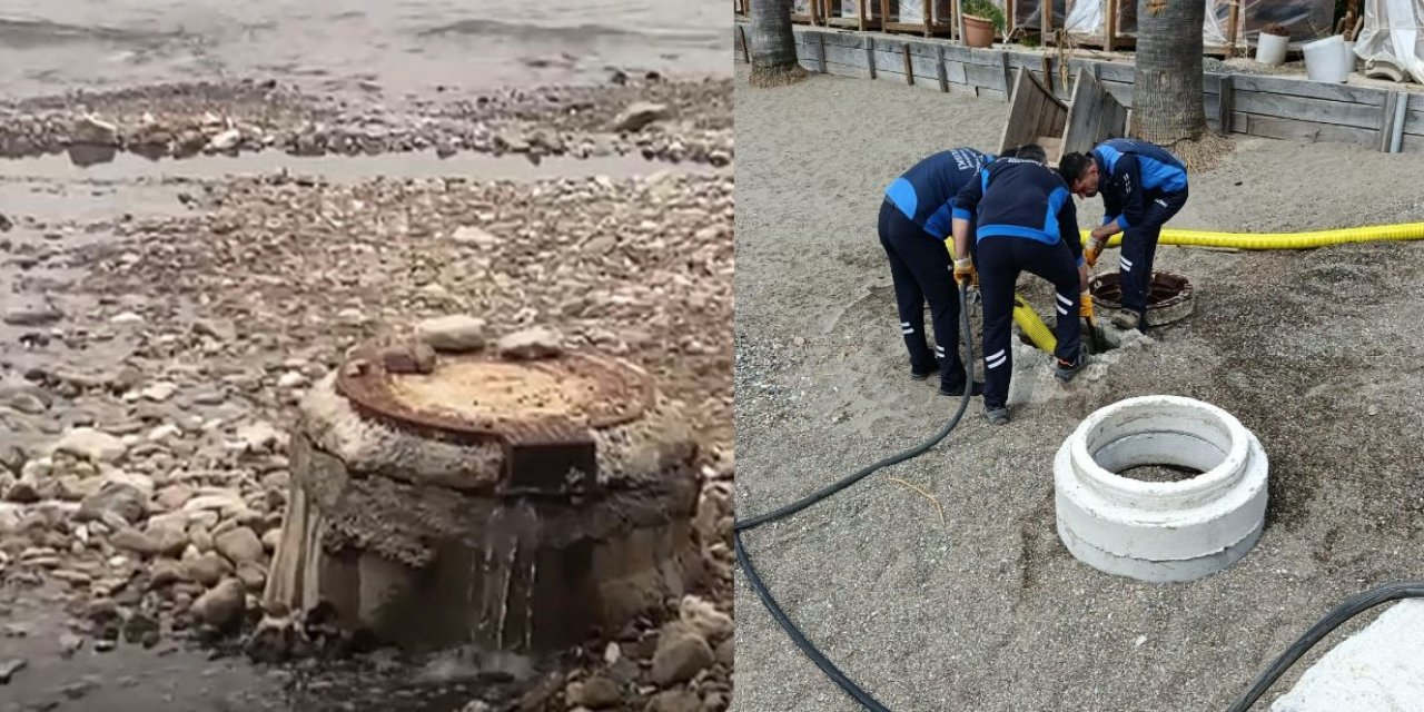 İçmeler sahilindeki atık su alarmına ekiplerden  müdahale!