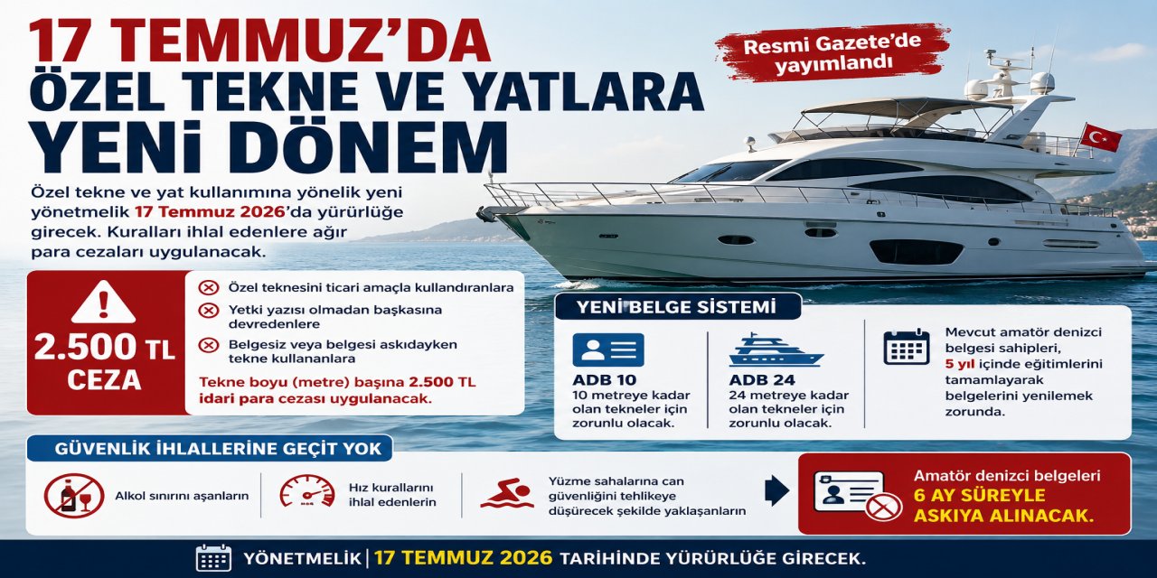 17 TEMMUZ’DA ÖZEL TEKNE VE YATLARA YENİ DÖNEM