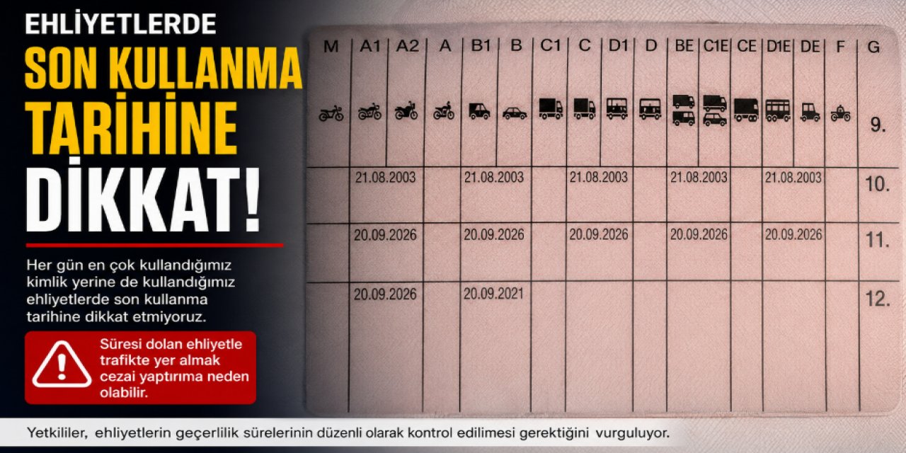 Ehliyetlerde son kullanma tarihine dikkat