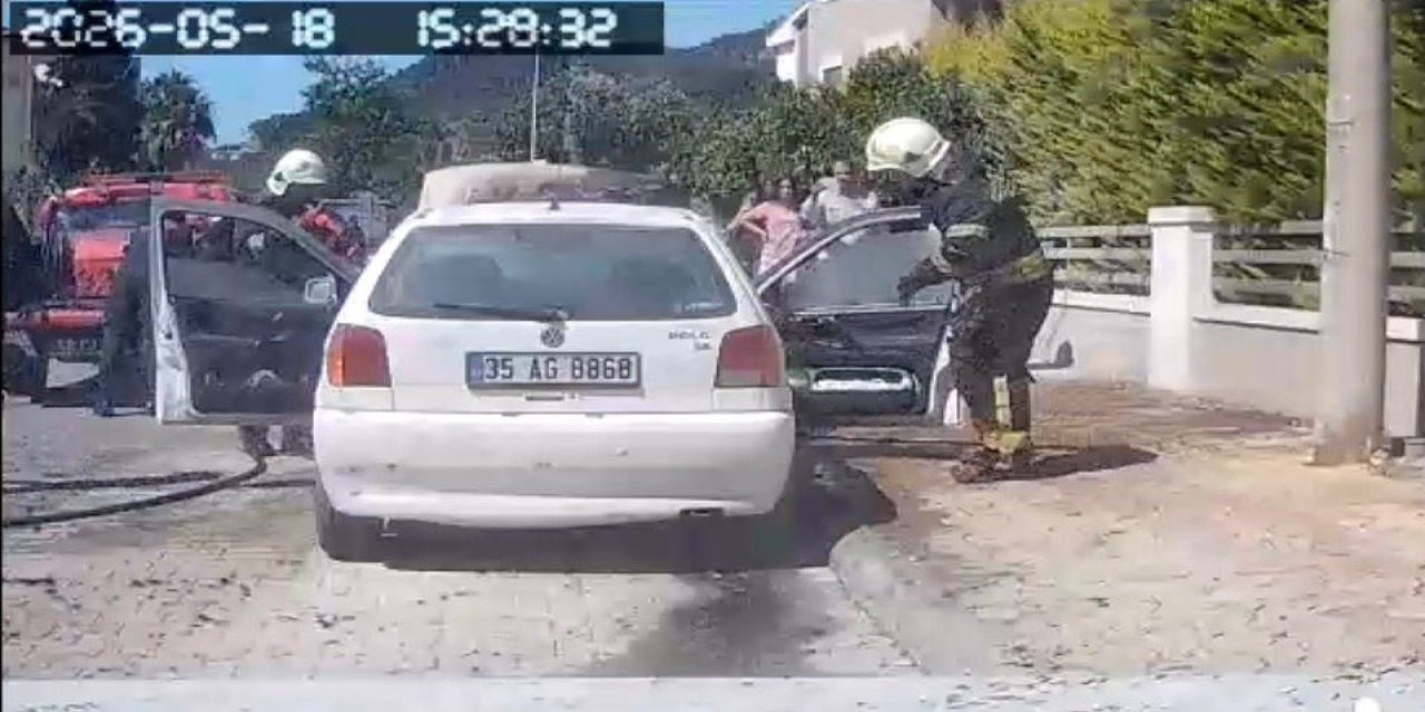 MARMARİS’TE ARAÇ ALEV TOPU OLMAKTAN İTFAİYE MÜDAHALESİ İLE KURTULDU
