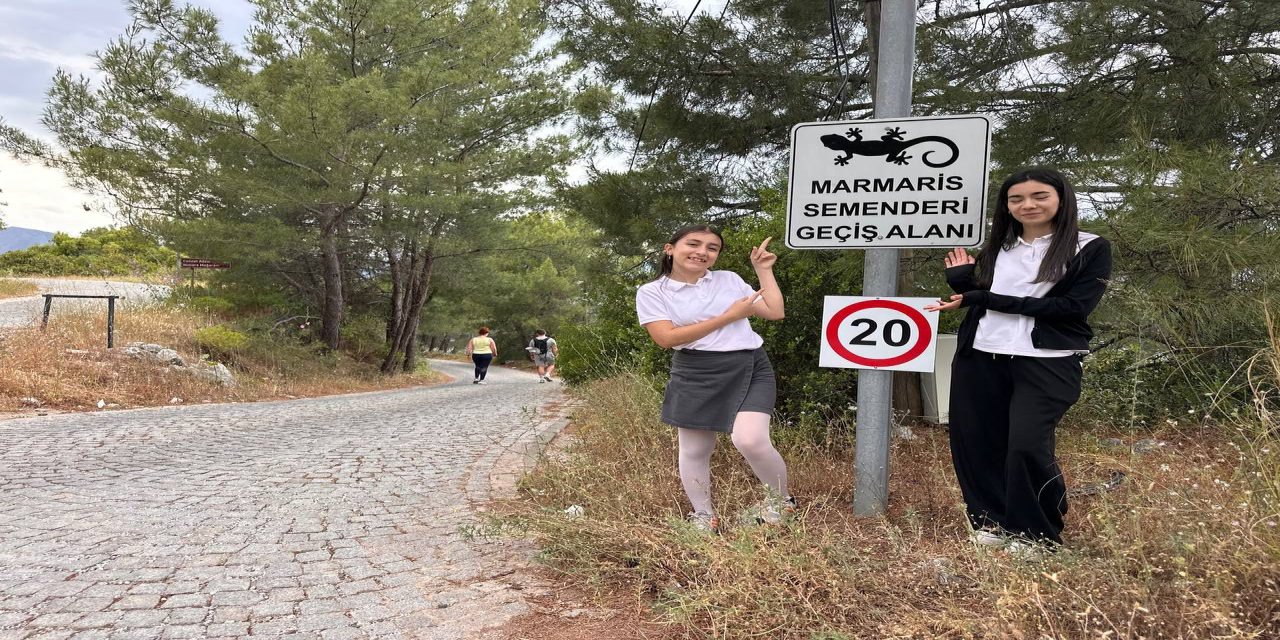 MARMARİS SEMENDERİNE ÖĞRENCİLERDEN YAKIN KORUMA