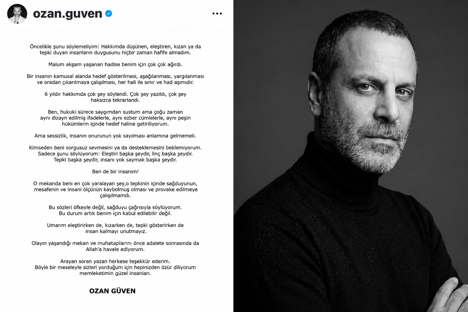 Ozan Güven 'tüm kadınlardan özür dilerim'