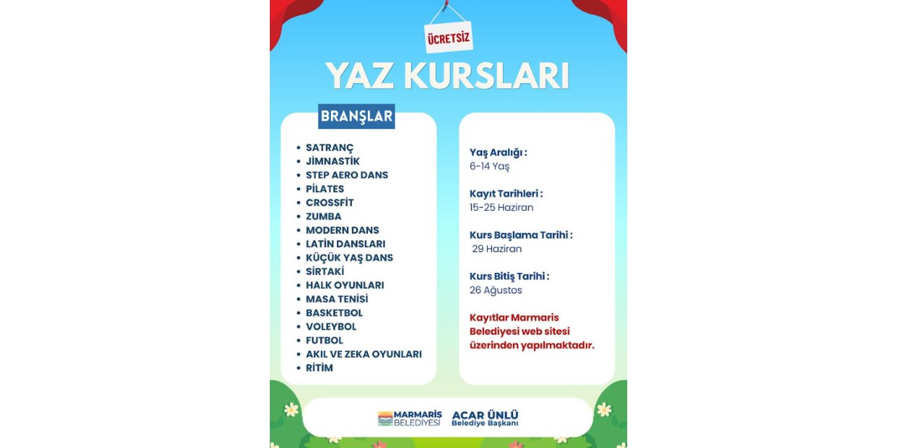 ÇOCUKLAR İÇİN 17 BRANŞTA ÜCRETSİZ YAZ KURSU