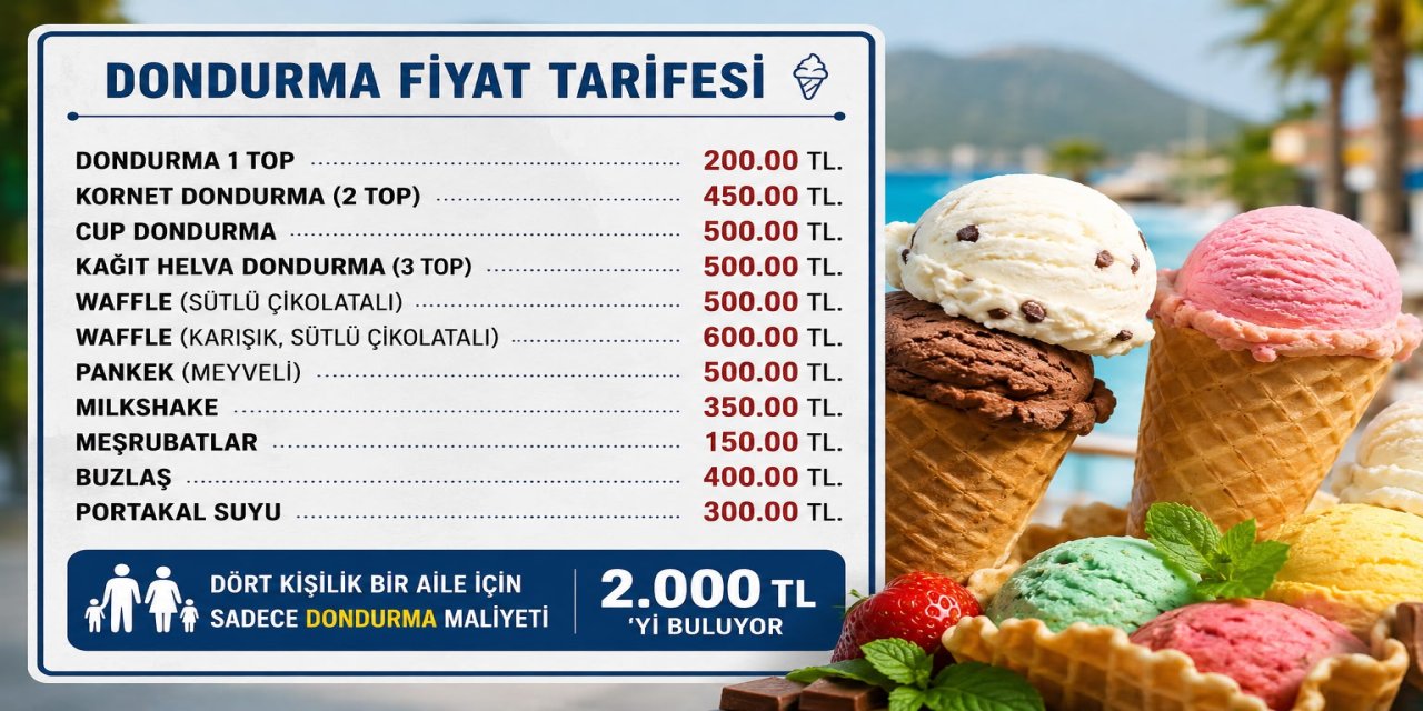 Marmaris’te dondurma artık lüks: Dört kişilik bir ailenin maliyeti 2 bin lirayı buluyor