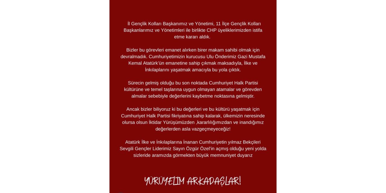 Muğla’nın 11 ilçesinde CHP gençlik kollarında  istifa depremi