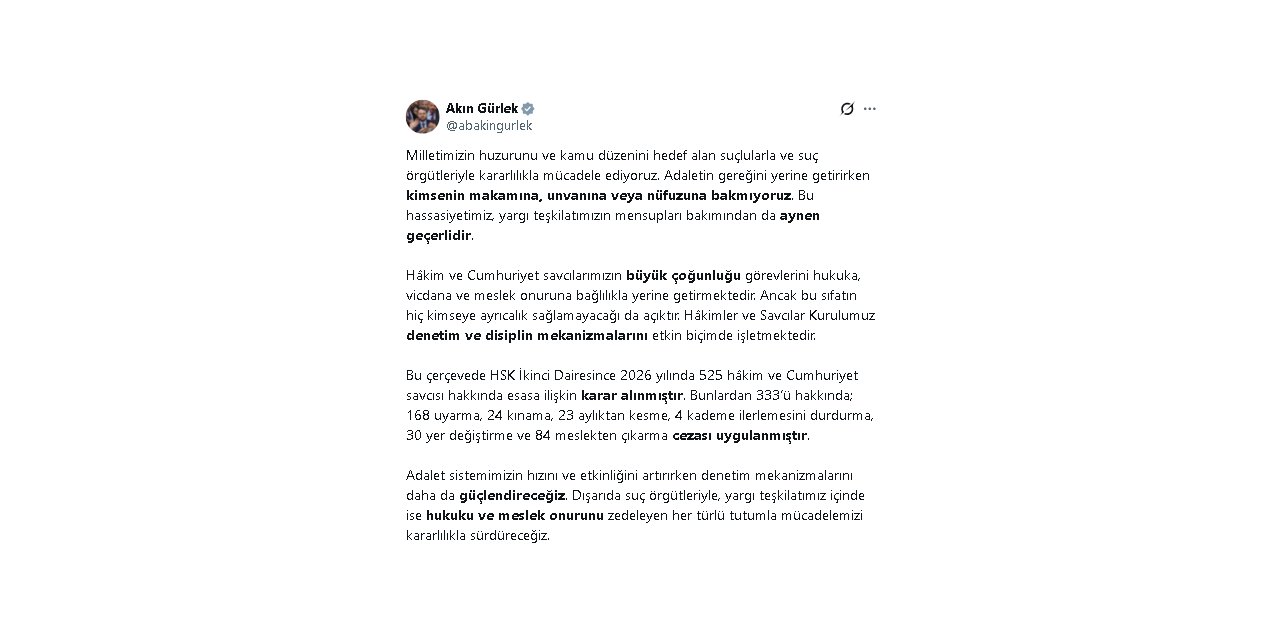84 hâkim ve savcı meslekten çıkarıldı