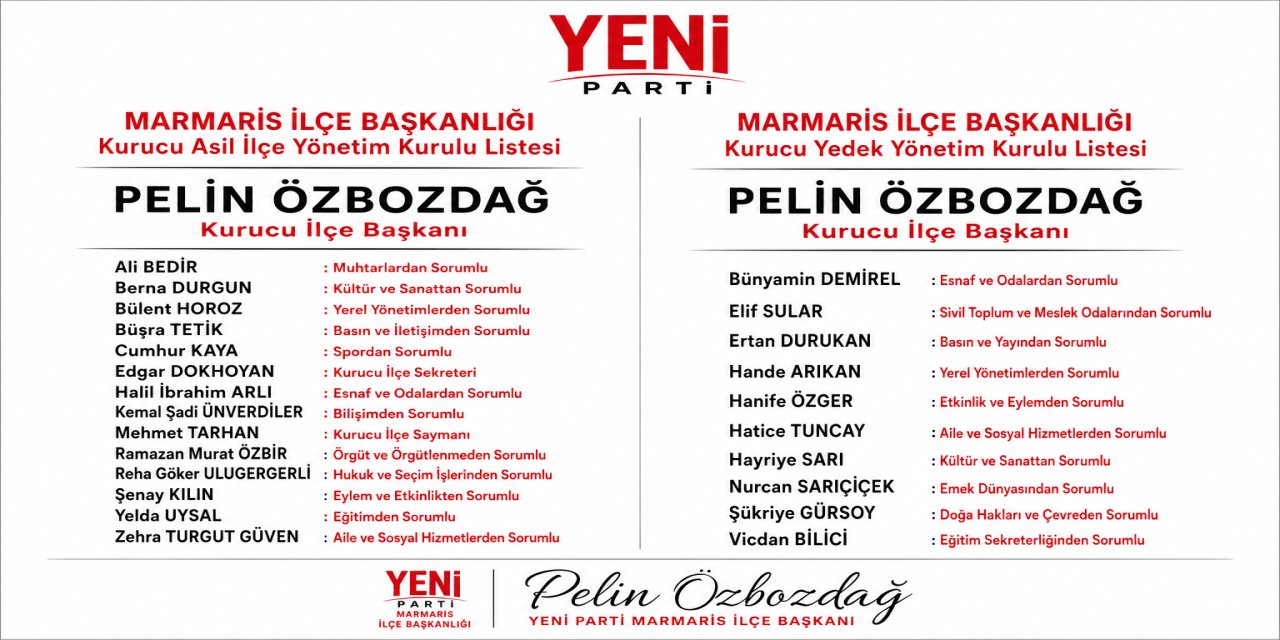 Yeni Parti Marmaris’te kurucu yönetim belli oldu