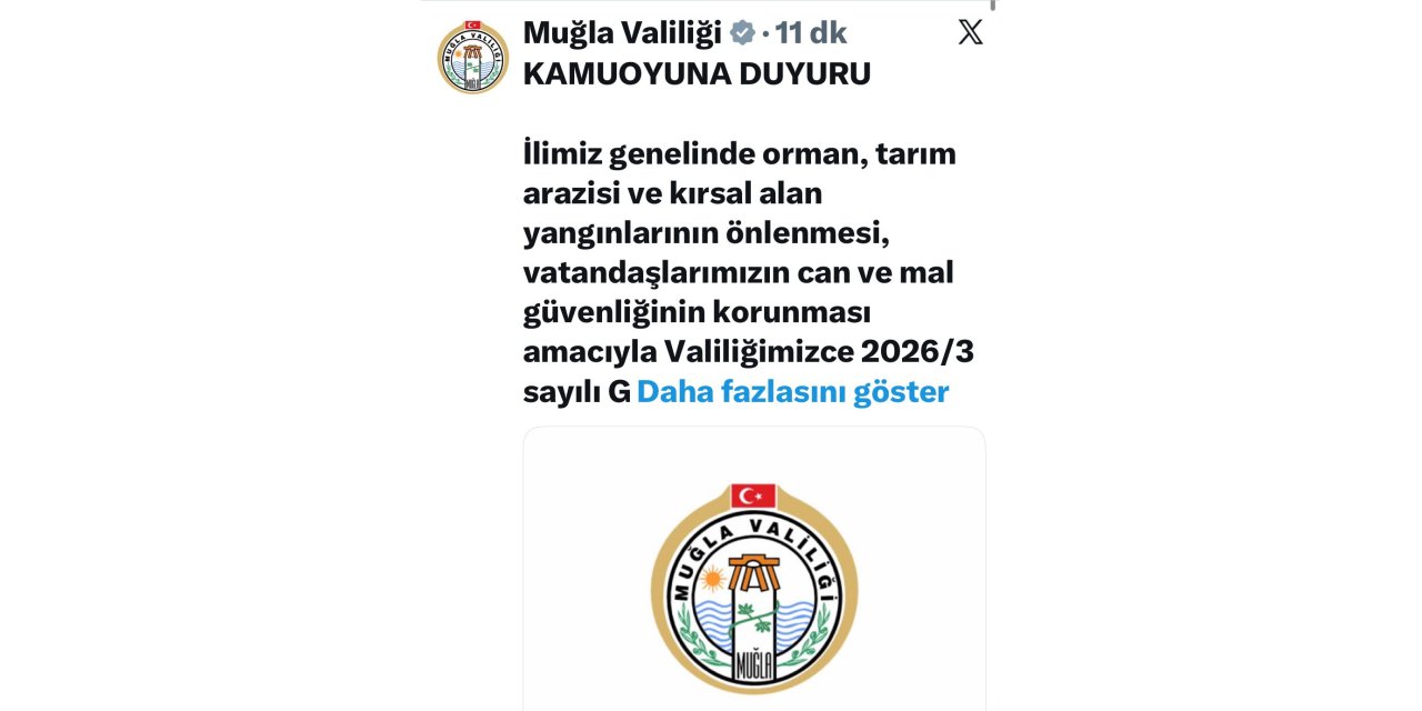 Muğla Valiliği duyurdu! KAMUOYUNA DUYURU