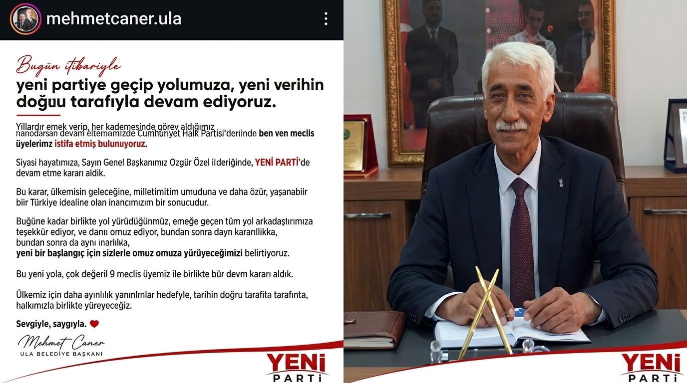 ULA BELEDİYE BAŞKANI CANER 9 MECLİS ÜYESİ İLE YENİ PARTİYE GEÇTİ