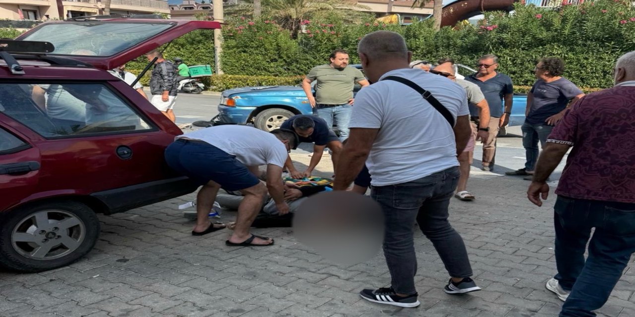 MARMARİS’TE MOTOSİKLET VE OTOMOBİL ÇARPIŞTI 1 YARALI